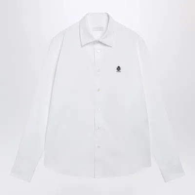 Prada Classicfit Cotton Shirt With Embroidered Logo In White
