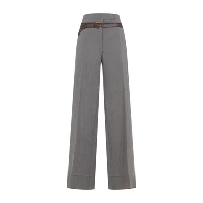 PRADA PRADA CLAY GREY WIDE-LEG WOOL PANTS