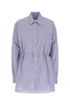 Prada Gestreiftes Hemd Aus Popeline In Blue