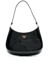 Prada Cleo Embossed-detail Shoulder Bag In Black
