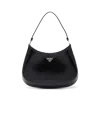 Prada Cleo Brushed Leather Shoulder Bag In Black