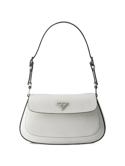 Prada Cleo Brushed Leather Shoulder Bag In Gray