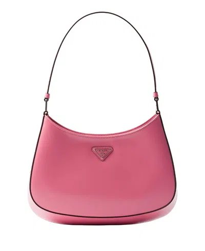 Prada Cleo Brushed Leather Shoulder Bag In Pink