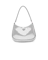 Prada Women Patented Leather Shoulder Bag In Silver