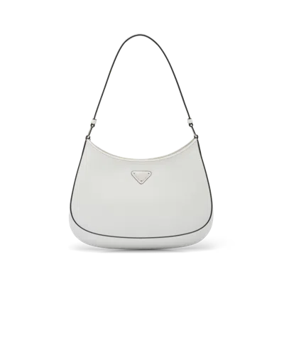 Prada Cleo Brushed Leather Shoulder Bag In White