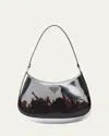 Prada Cleo Concert-print Metallic Leather Shoulder Bag In F0118 Argento