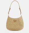 Prada Cleo Embellished Satin Shoulder Bag In Platino