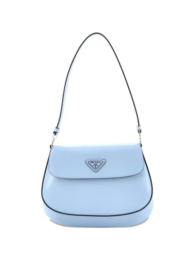 Pre-owned Prada Cleo Flap Shoulder Bag Spazzolato Leather Small Hobo Bag In Blue