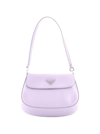 Pre-owned Prada Cleo Flap Shoulder Bag Spazzolato Leather Small Hobo Bag In Purple