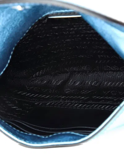 Pre-owned Prada Cleo Flap Spazzolato Leather Mini Shoulder Bag In Blue