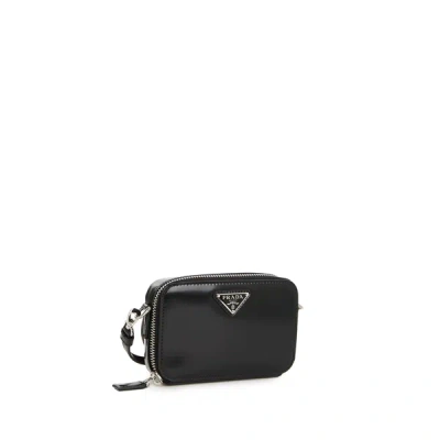Prada Cleo Leather Mini Handbag In Black