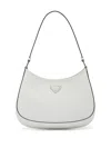Prada Cleo Brushed Leather Shoulder Bag In White
