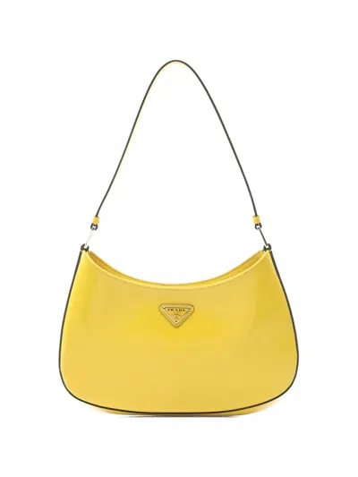 Pre-owned Prada Cleo Leather Shoulder Bag In Yellow