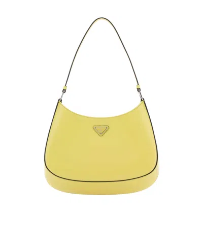 Prada Cleo Logo Shoulder Bag In Yellow