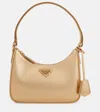 Prada Cleo Mini Leather Shoulder Bag In Platino