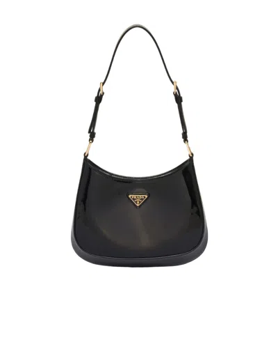 Prada Cleo Patent Leather Bag In Black