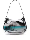 Prada Cleo Printed Brushed Leather Shoulder Bag In Silver