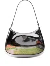 Prada Cleo Printed Brushed Leather Shoulder Bag In Silver