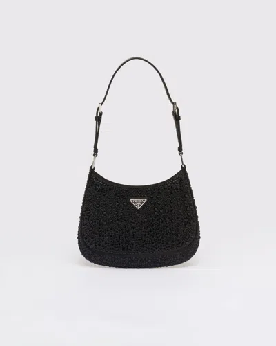 Prada Cleo Satin Bag With Crystals In Black