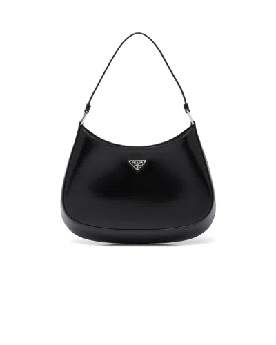 Prada Cleo Schultertasche Gebürstetes Leder In Black