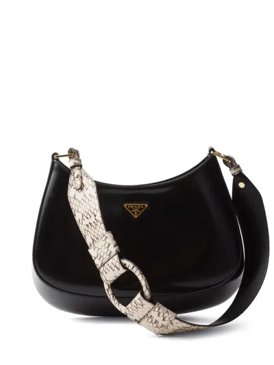 Prada Cleo Triangle-logo Shoulder Bag In Black