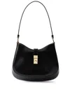 Prada Cleo Brushed Leather Shoulder Bag With Clasp Closure In Black