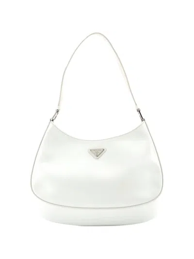 Pre-owned Prada Cleo Shoulder Bag Spazzolato Leather Medium Hobo Bag In White