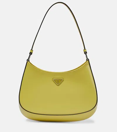 Prada Cleo Small Leather Shoulder Bag In Cedro