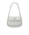 Prada Cleo Brushed Leather Shoulder Bag With Flap In White