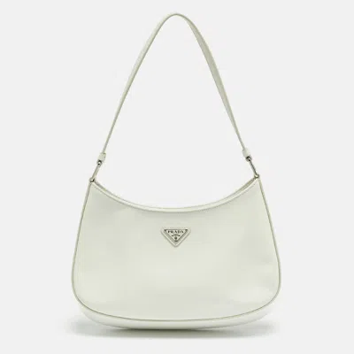 Pre-owned Prada Cleo White Brushed Leather Bag