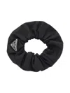 Prada Re-nylon Triangle-logo Scrunchie In Black