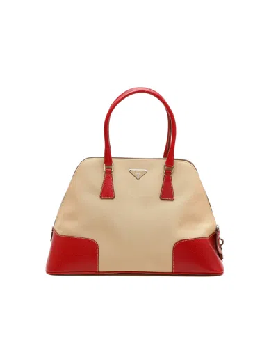 Pre-owned Prada Cloth Tote Bag In Beige