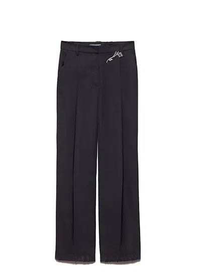 Prada Old-wash Gabardine Pants In Navy