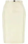 Prada Logo-buckle Straight Faille Skirt