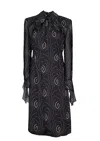 Prada Printed Silk Blend Dress Collar Detail In Black