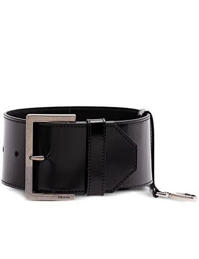 Prada Women Leather Wrist Strap In Black