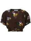 Prada Women's Printed Poly Pongee Crop-top In Brown
