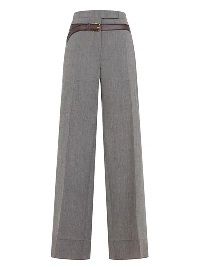 Prada Melange Cappuccino Polyester Blend Palazzo Pant In Gray