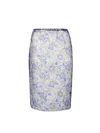 Prada Peony Print Nylonette Skirt Clothing In Blue