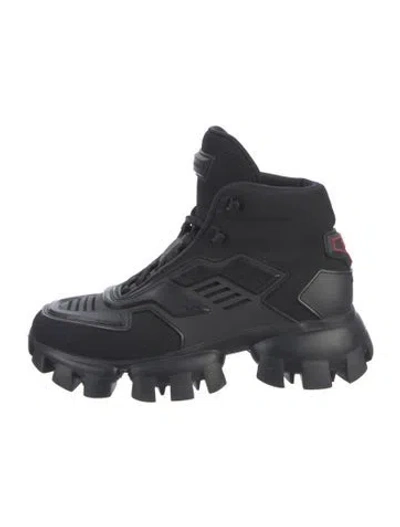 Pre-owned Prada Cloudbust Thunder Nylon Combat Boots In Black