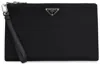 Prada Black Leather Clutch In Black