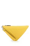Prada Men's Leather Triangle Clutch In Yellow