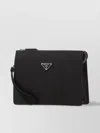 Prada Clutch Bag Leather Detachable Wrist Handle