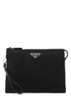 Prada Black Re-nylon Clutch In Black