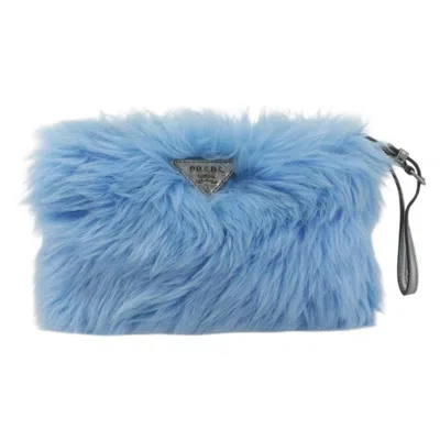 Pre-owned Prada Clutch Faux Fur Blue Fur Clutche & Pouche Bag ()