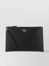 Prada Triangle Logo Re-nylon And Saffiano Leather Envelope Pouch