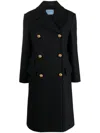 Prada Double-breasted Wool Coat In Blue