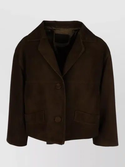 Prada Coat Front Pockets Notched Lapel Design In Brown