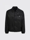 Prada Re Nylon Padded Jacket Collared Design Pockets In Black