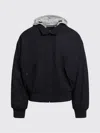 Prada Hooded Jacket Front Pockets Ribbed Trim In Blue